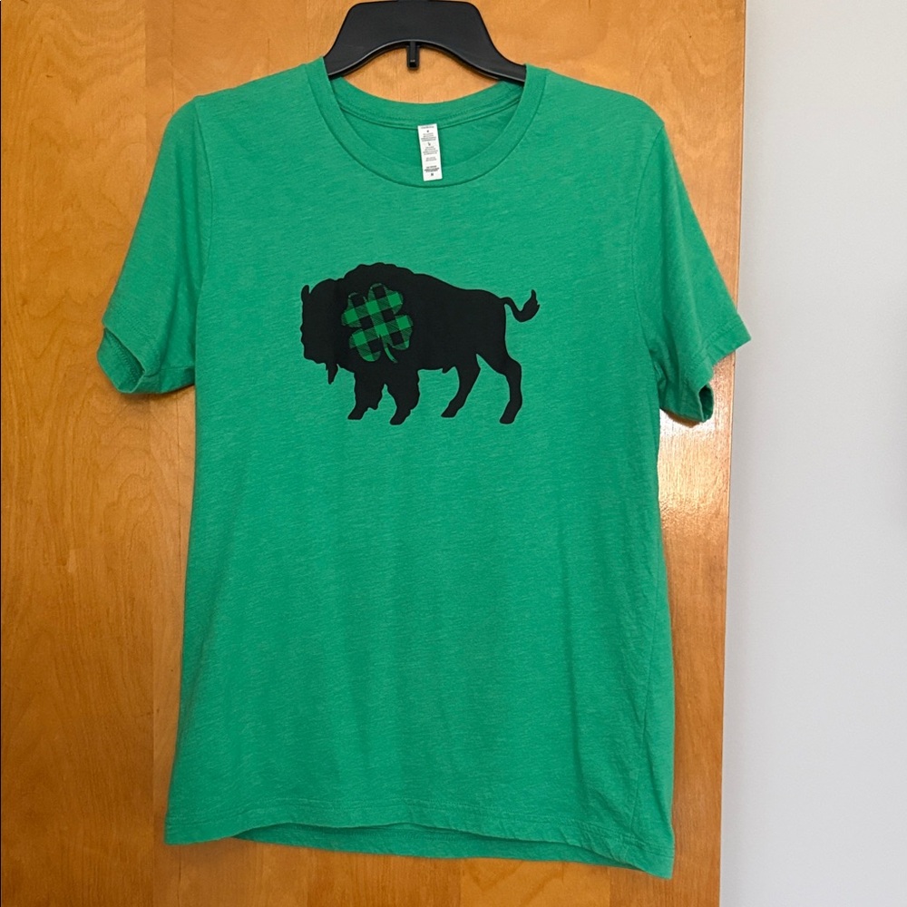 Green T-Shirt with Buffalo Graphic